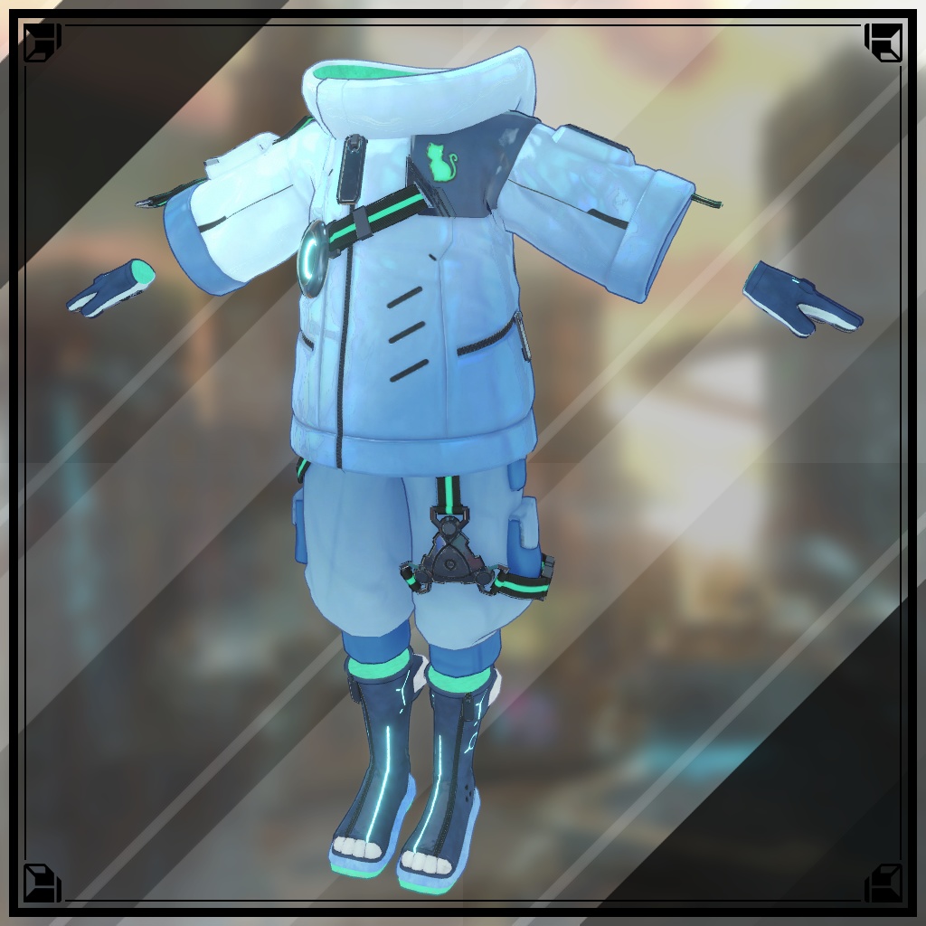 サイバーキャットジャケット【10アバター対応・VRChat向け3Dモデル】