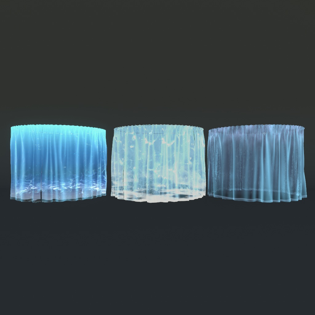 【VRChat想定】ウォーターカーテン、水/氷/雨セット(27点)