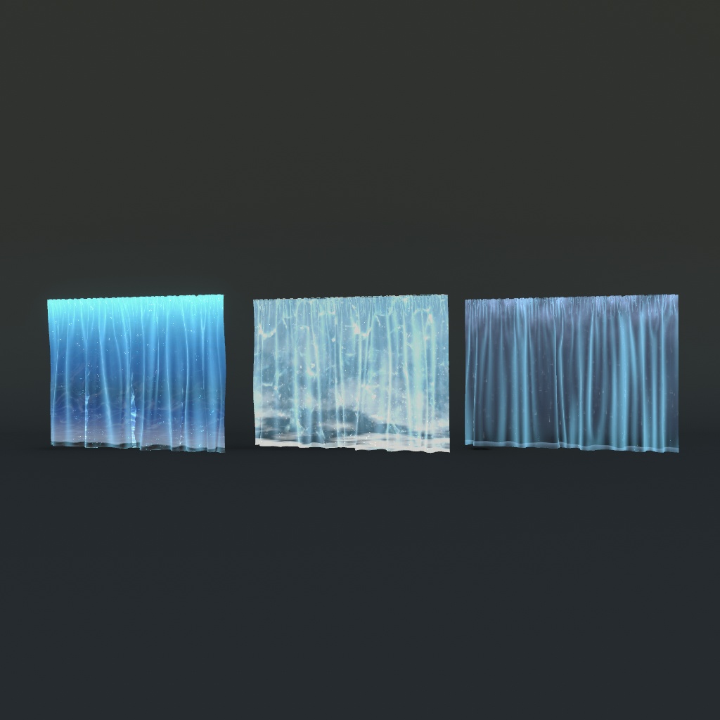 【VRChat想定】ウォーターカーテン、水/氷/雨セット(27点)