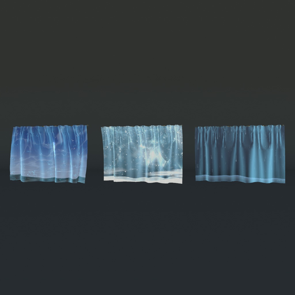 【VRChat想定】ウォーターカーテン、水/氷/雨セット(27点)
