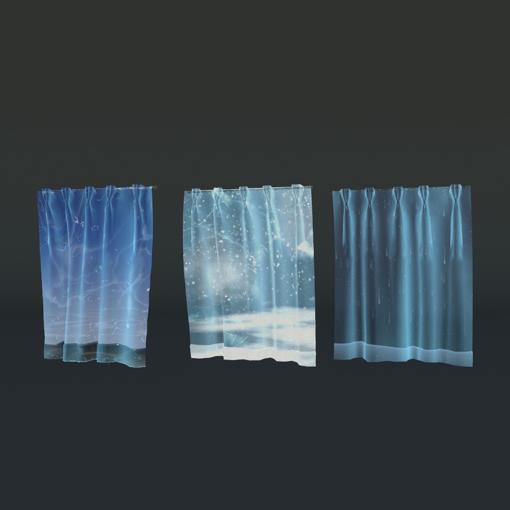 【VRChat想定】ウォーターカーテン、水/氷/雨セット(27点)