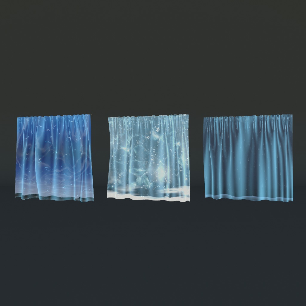 【VRChat想定】ウォーターカーテン、水/氷/雨セット(27点)