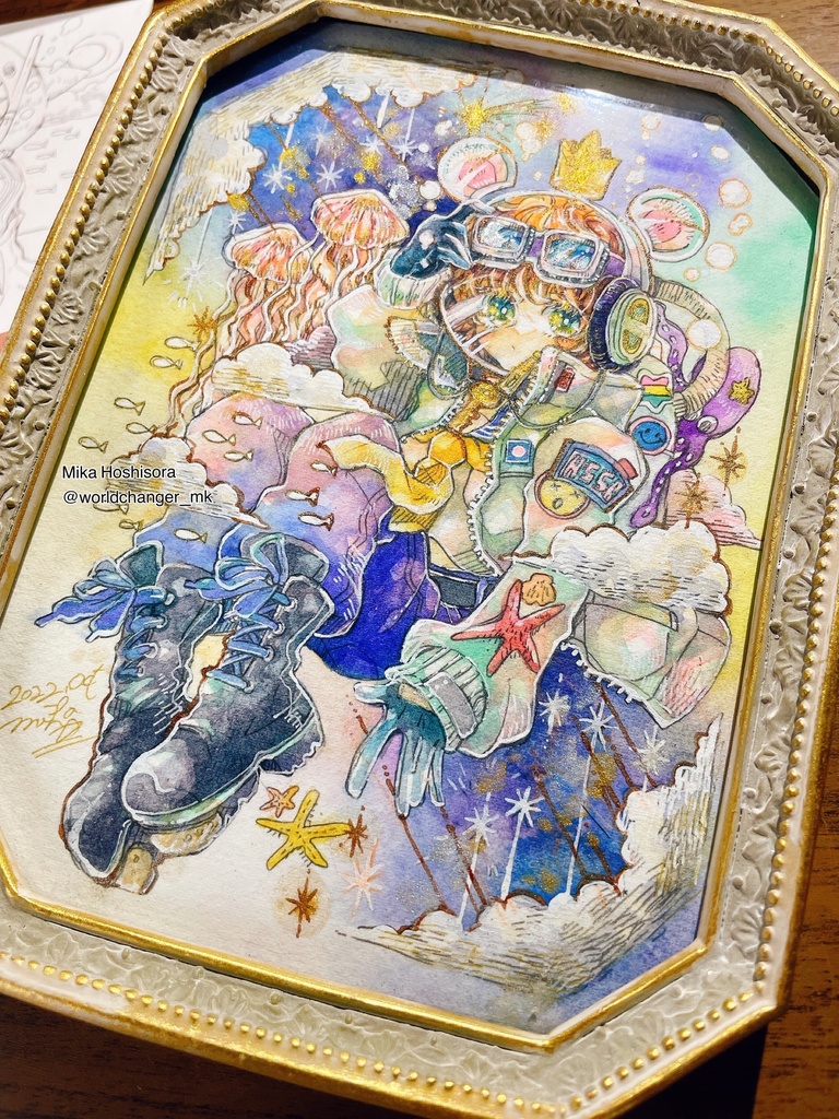 NEW【額装原画】海中飛行士