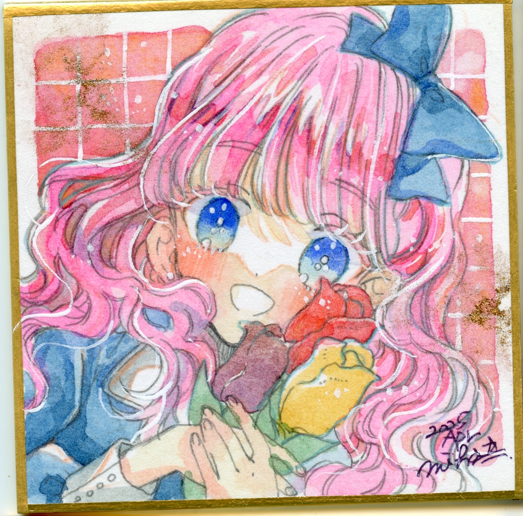 【豆式紙原画】春のお花の豆式紙原画