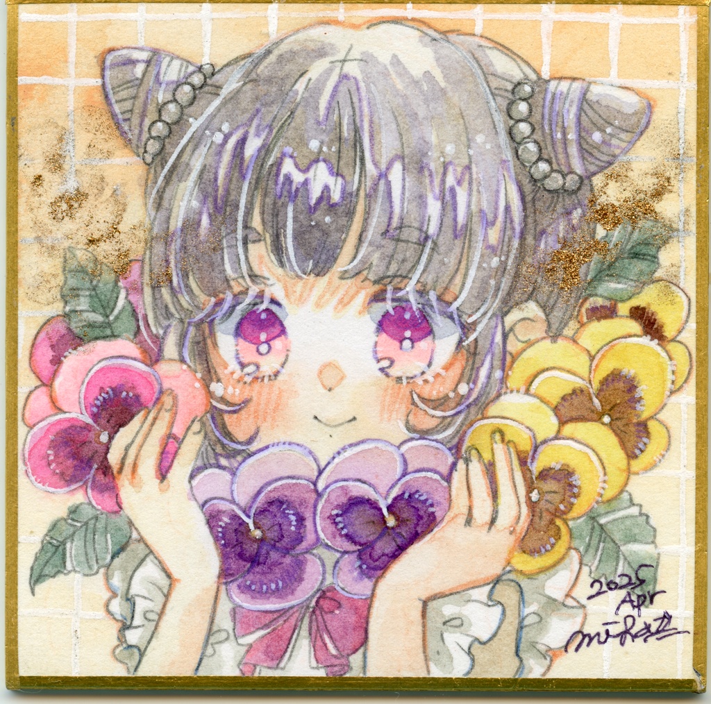 【豆式紙原画】春のお花の豆式紙原画