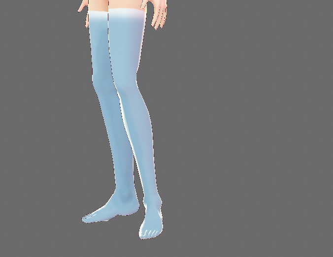 VRoid blue and white thigh high tights with heart on soles
