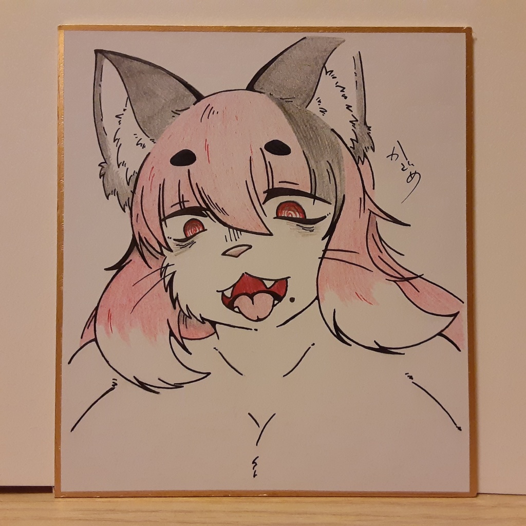 メスケモ 紅猫 艶黒子 色紙