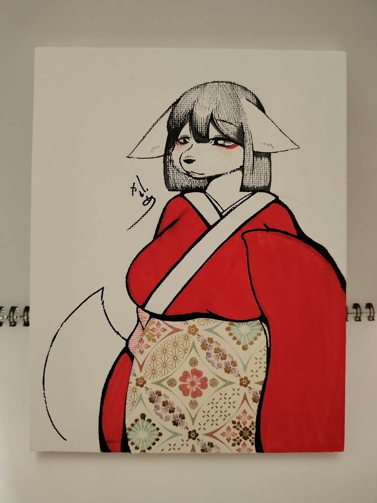 メスケモ 白狼 花魁 キャンバス