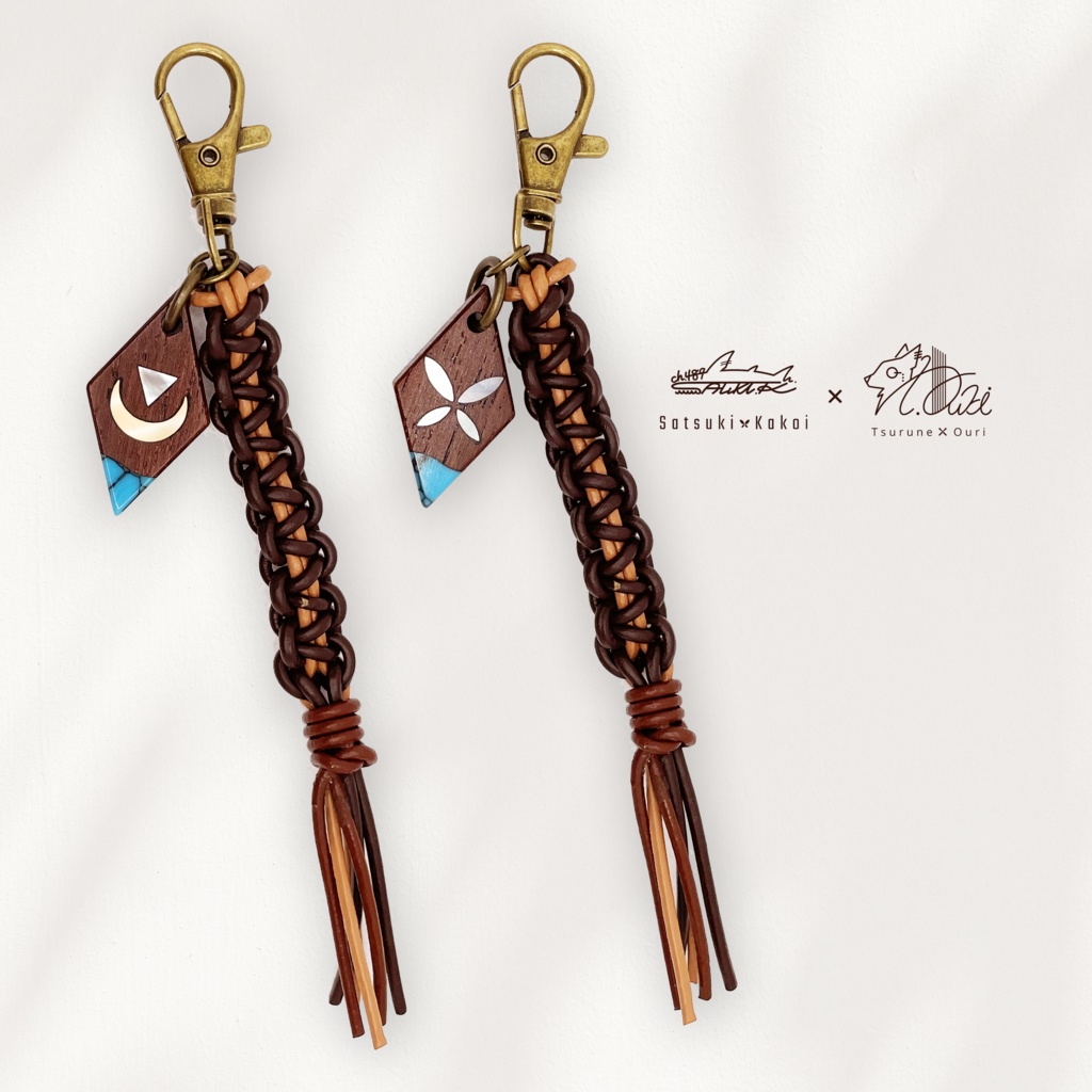 鮫月かこい木製インレイアクセサリー(ペンダント/キーホルダー)