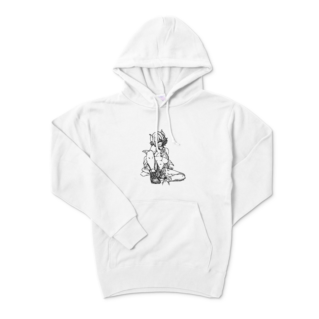 尖莉あけびVer.1ラフ画パーカー【白】