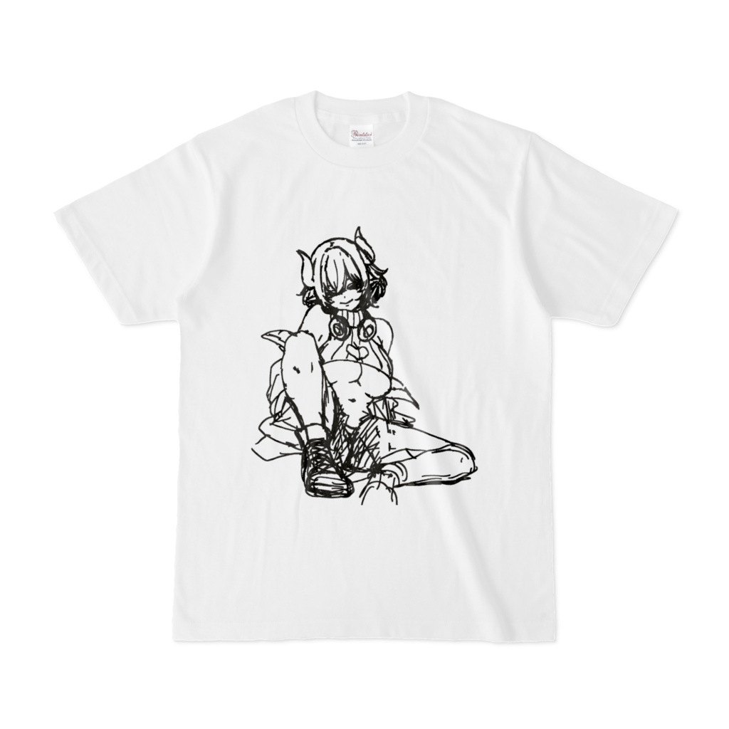 尖莉あけびVer.1ラフ画Tシャツ【白】z