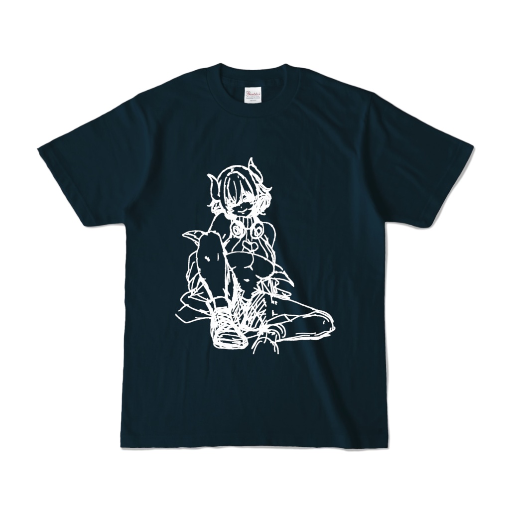 尖莉あけびVer.1ラフ画Tシャツ【ネイビー (濃色)】