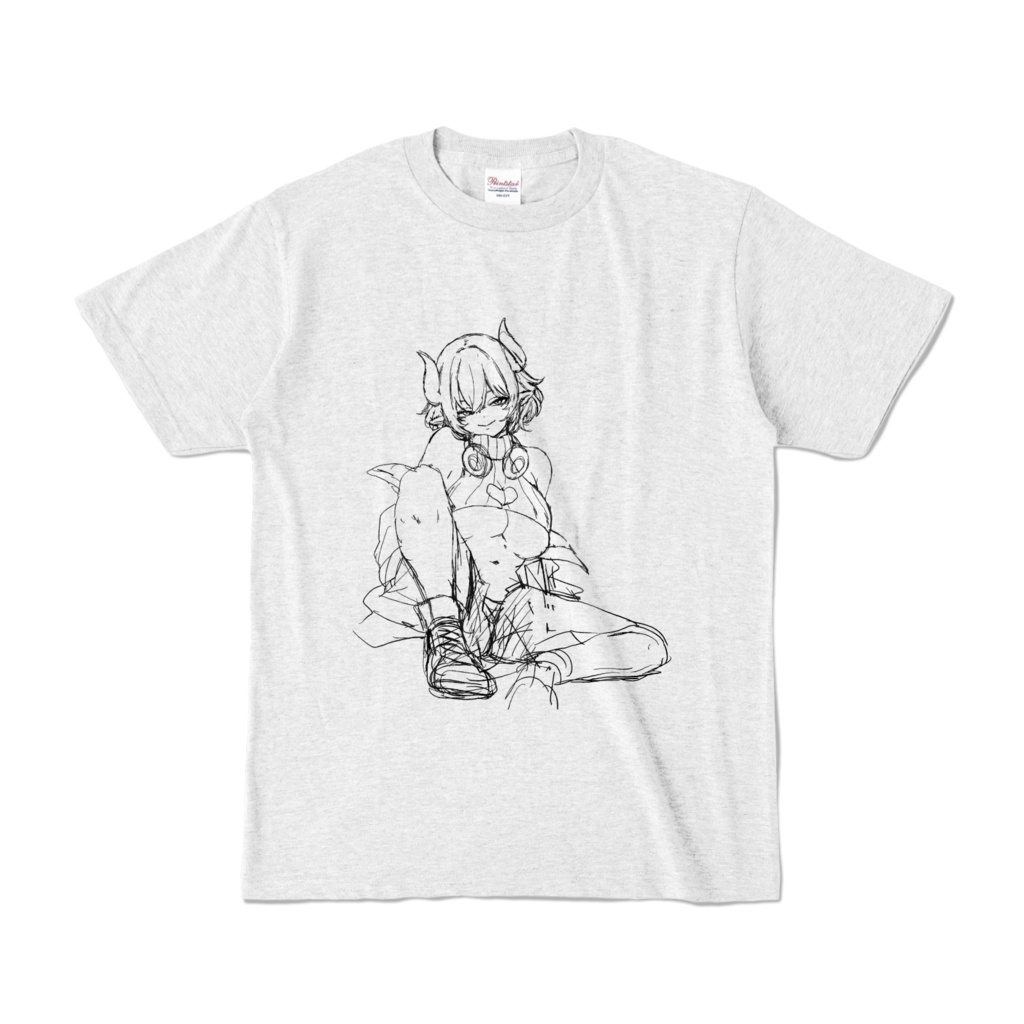 尖莉あけびVer.1ラフ画Tシャツ【アッシュ (淡色)】