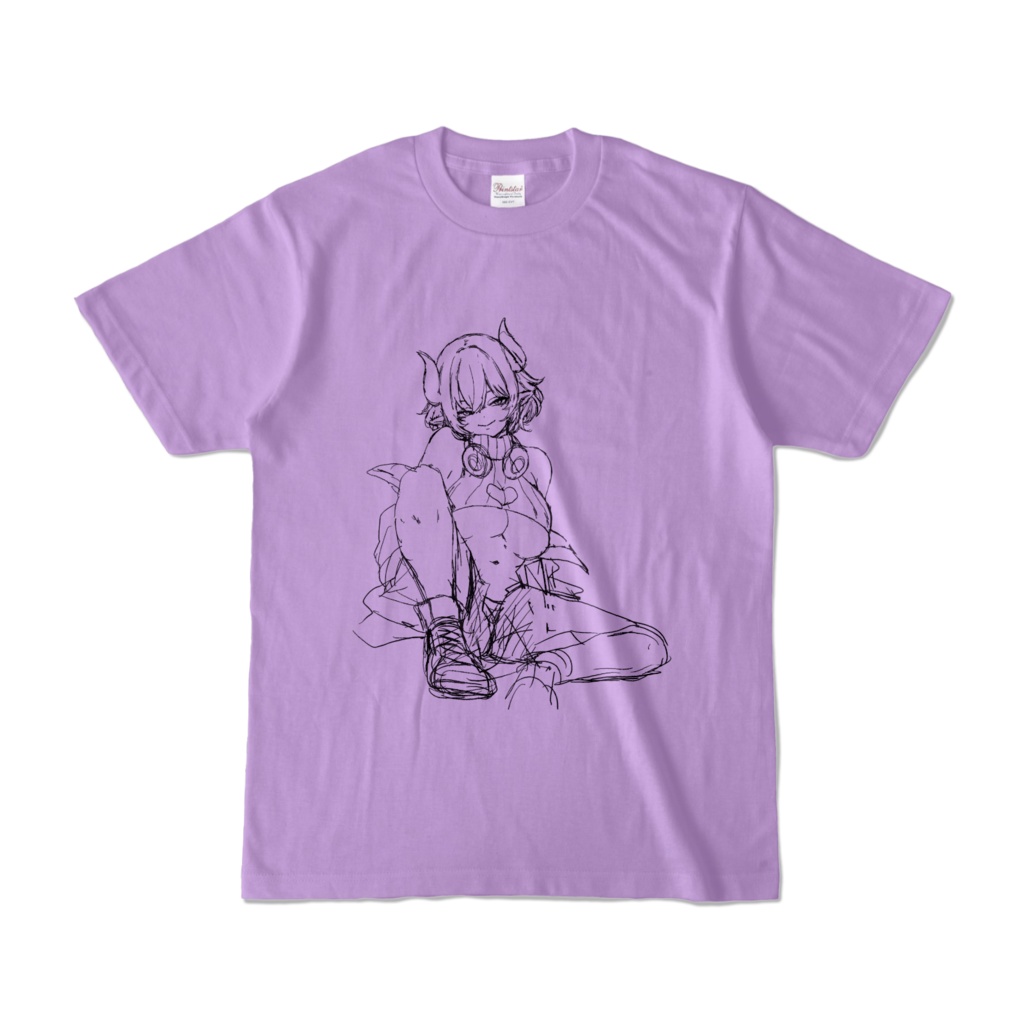 尖莉あけびVer.1ラフ画Tシャツ【ライトパープル (淡色)】