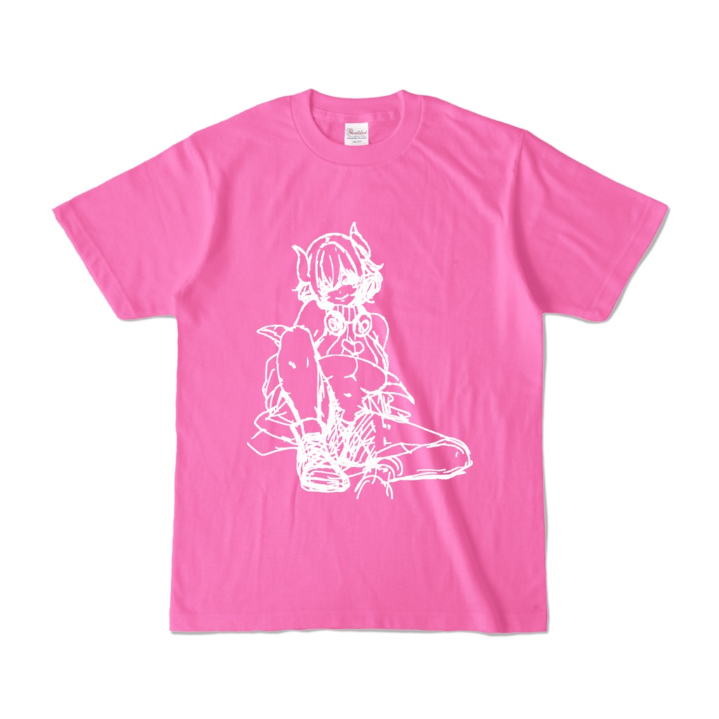 尖莉あけびVer.1ラフ画Tシャツ【ピンク (濃色)】