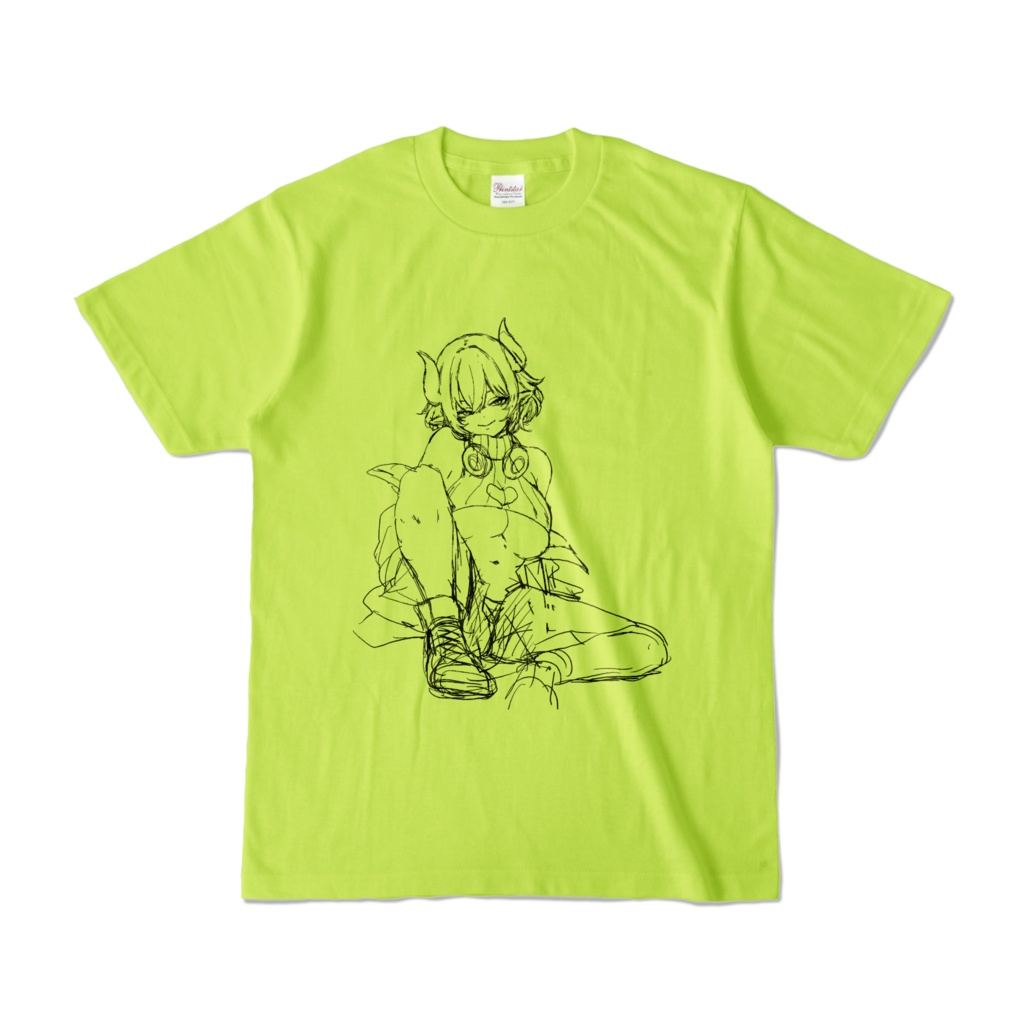 尖莉あけびVer.1ラフ画Tシャツ【ライトグリーン (淡色)】