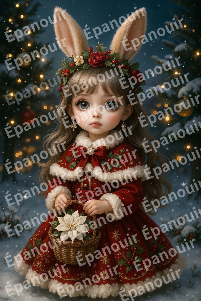 うさぎ少女の冬物語|ポインセチアの籠(2:3)