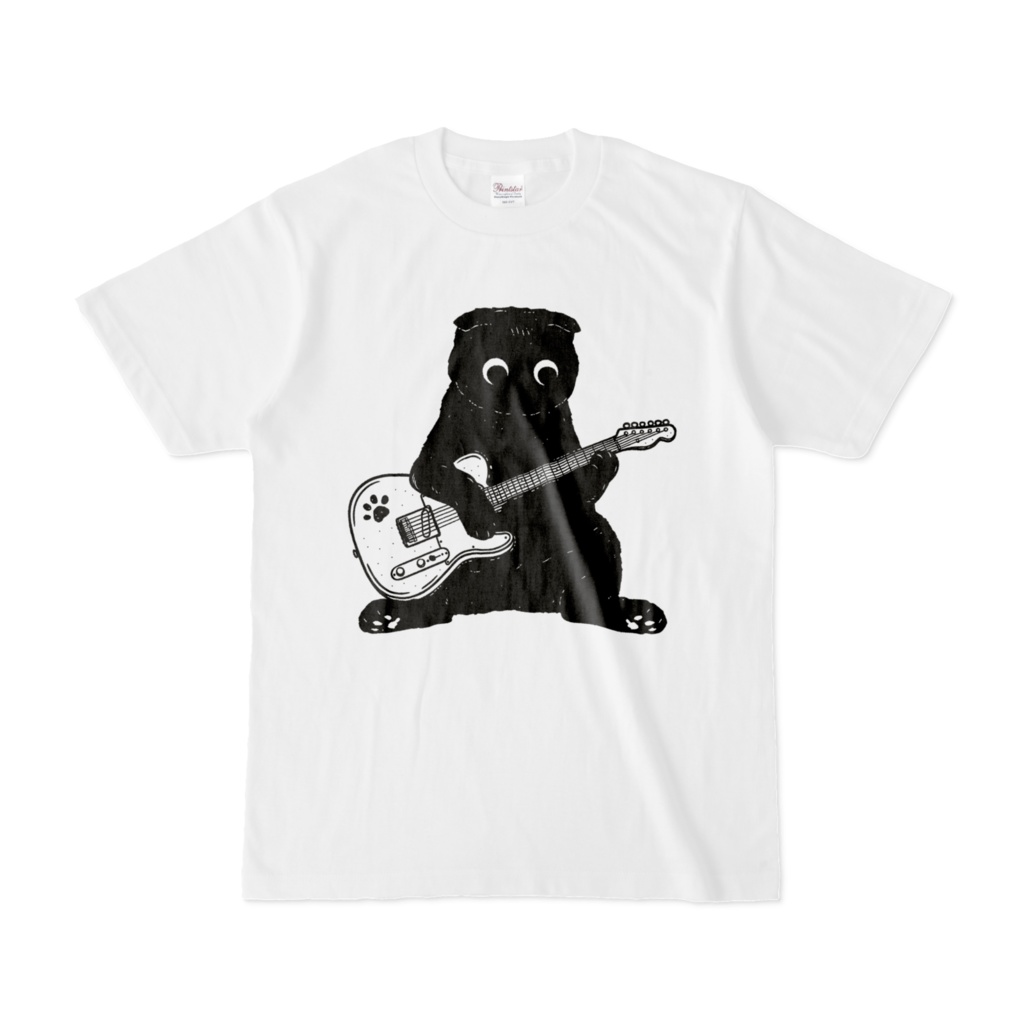 スコ座りでギター！（スコティッシュフォールド）