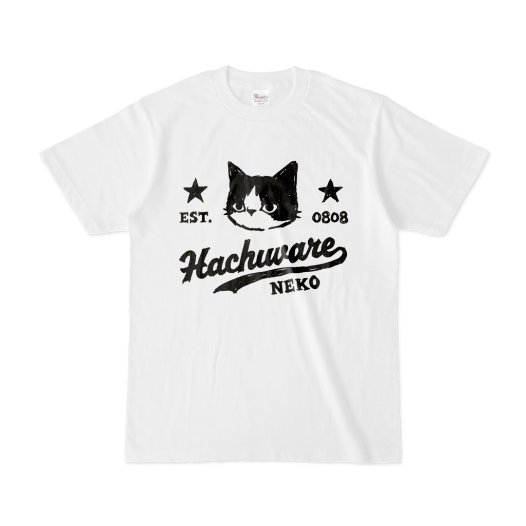 ハチワレ猫くん アメカジ風 Tシャツ