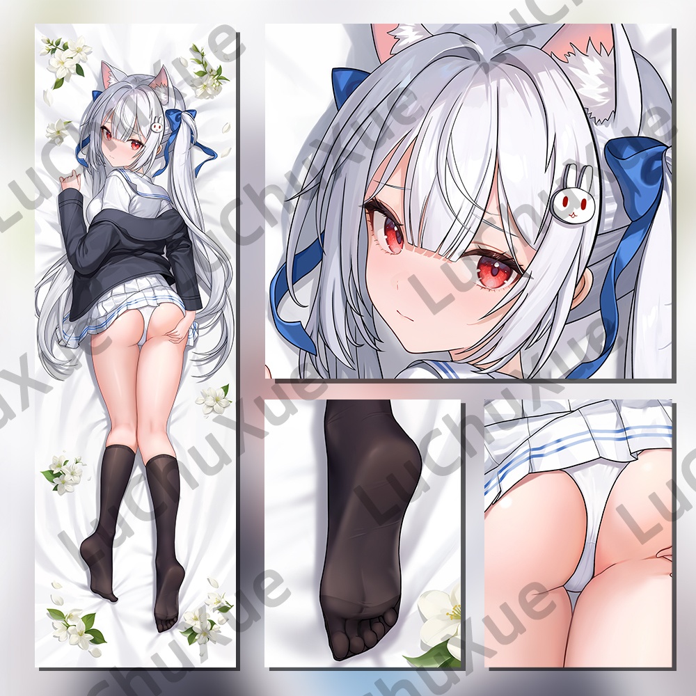 オリジナル 白い猫ちゃん 抱き枕カバー