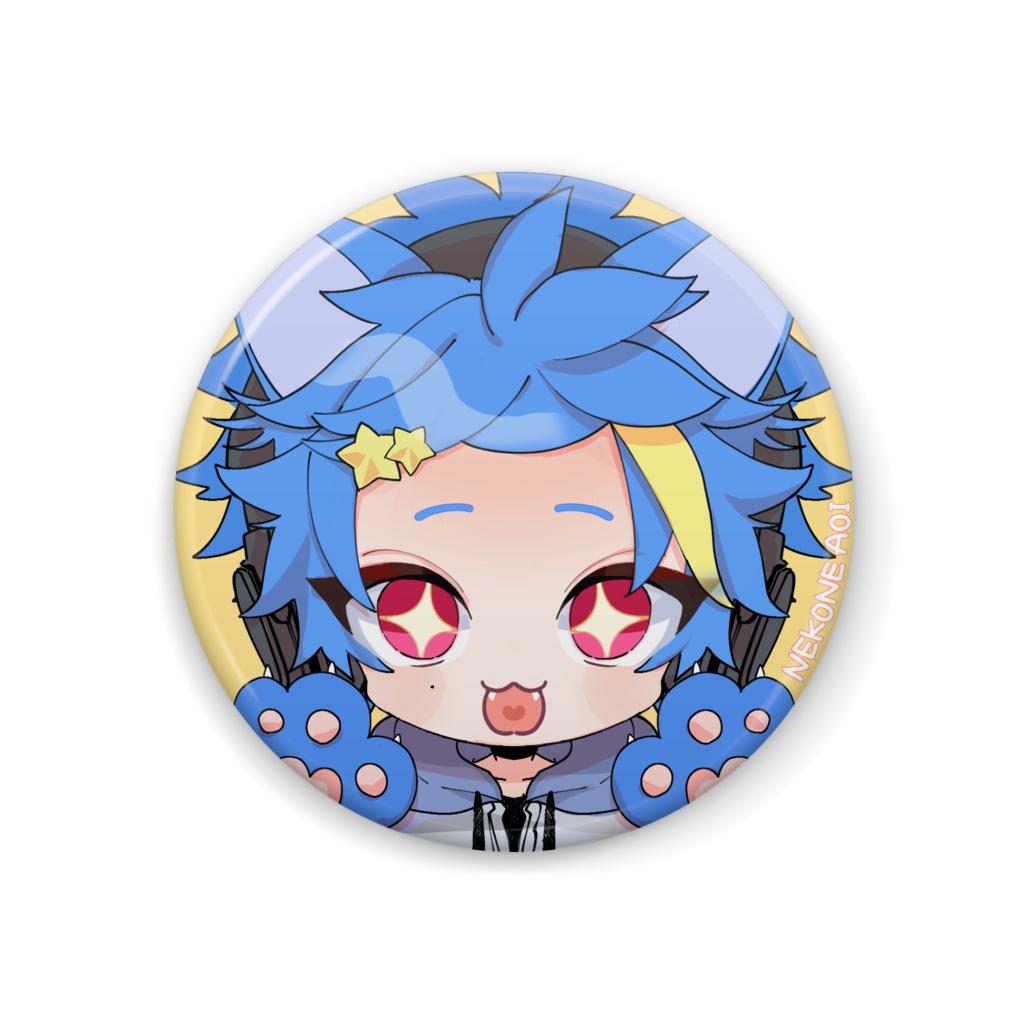 缶バッチ(キラキラあおにゃ)