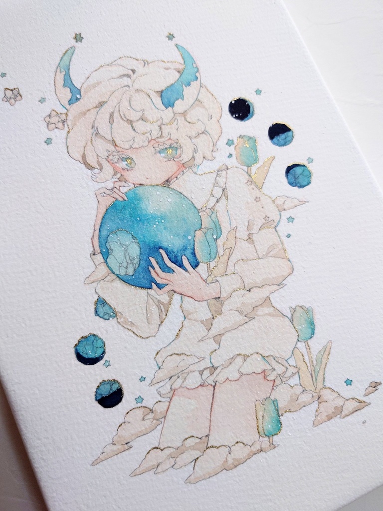 パネル原画「青の月欠け」