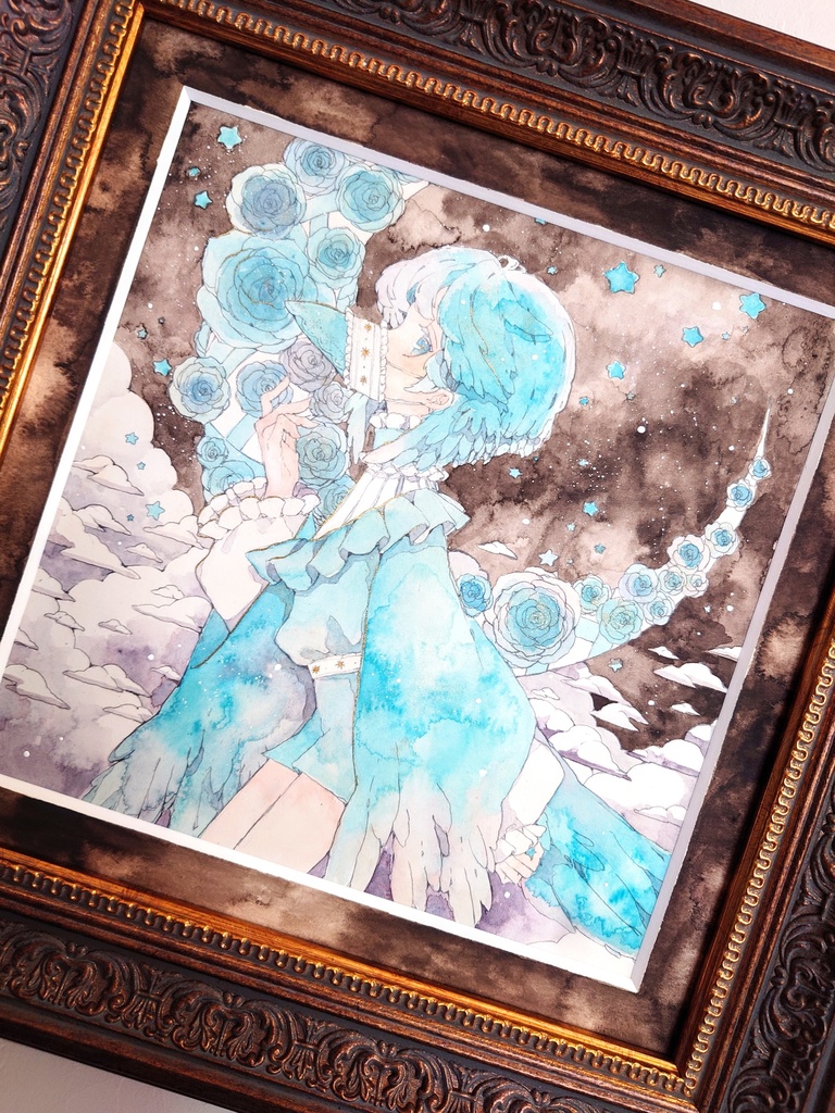 原画「青薔薇と蒼鴉」