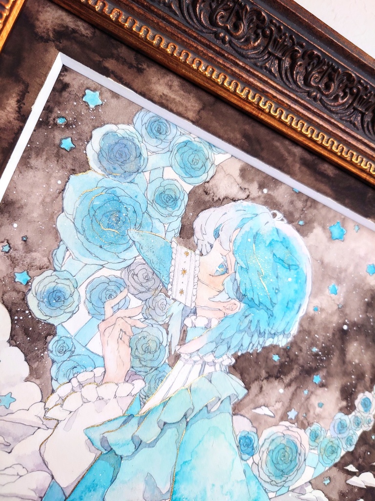 原画「青薔薇と蒼鴉」