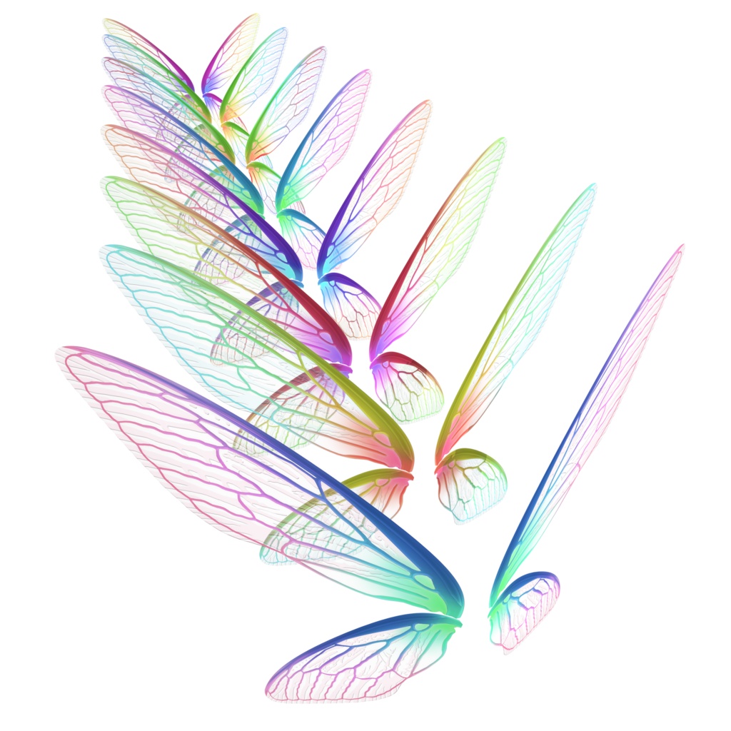 VRCアバター向けオリジナルアクセサリ3Dモデル『セミウィング』アニメーション付き