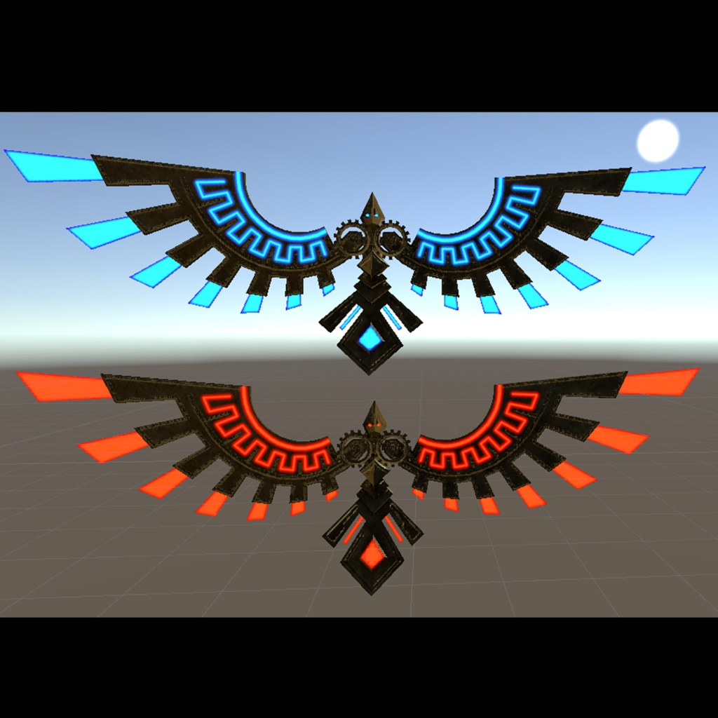 VRCアバター向けオリジナルアクセサリ3Dモデル『翼B』アニメーション付き