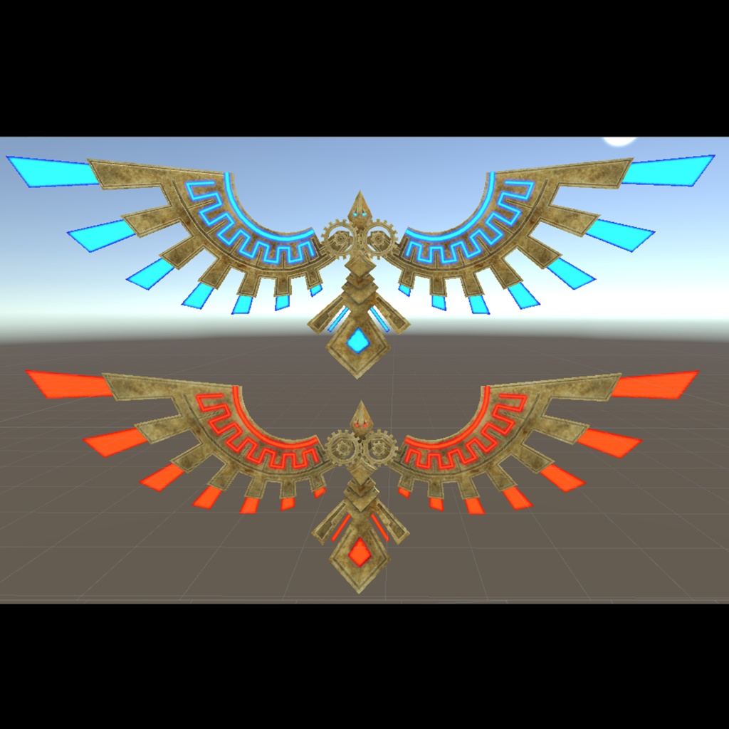 VRCアバター向けオリジナルアクセサリ3Dモデル『翼B』アニメーション付き