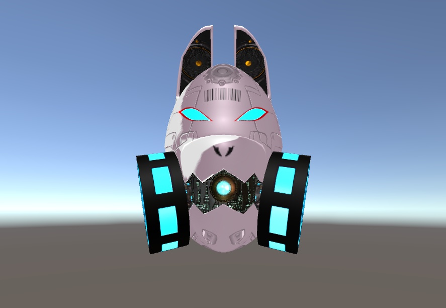 【VRChat想定】サイバーパンク風狐面