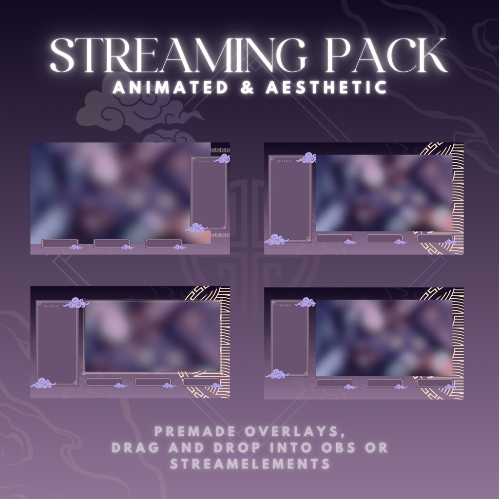 ✦ ⁀ ストリームオーバーレイパック ┊ TikTok & Twitch ┊Purple Asian