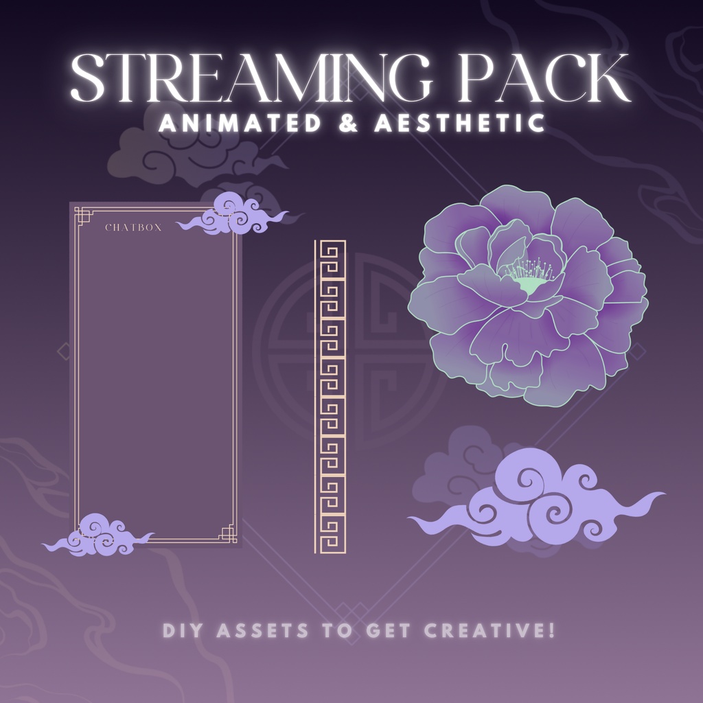 ✦ ⁀ ストリームオーバーレイパック ┊ TikTok & Twitch ┊Purple Asian