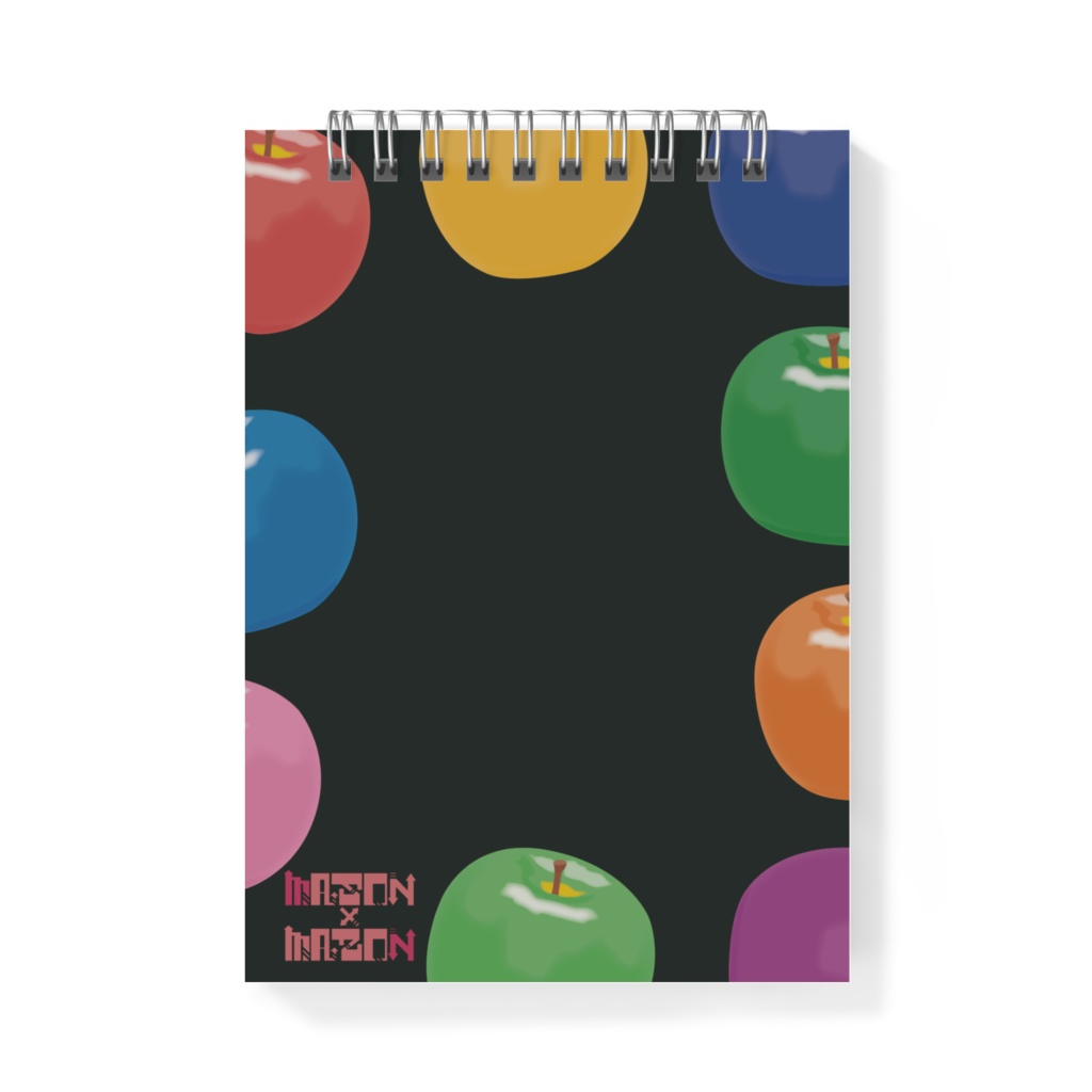 メモ帳　なないろりんご黒