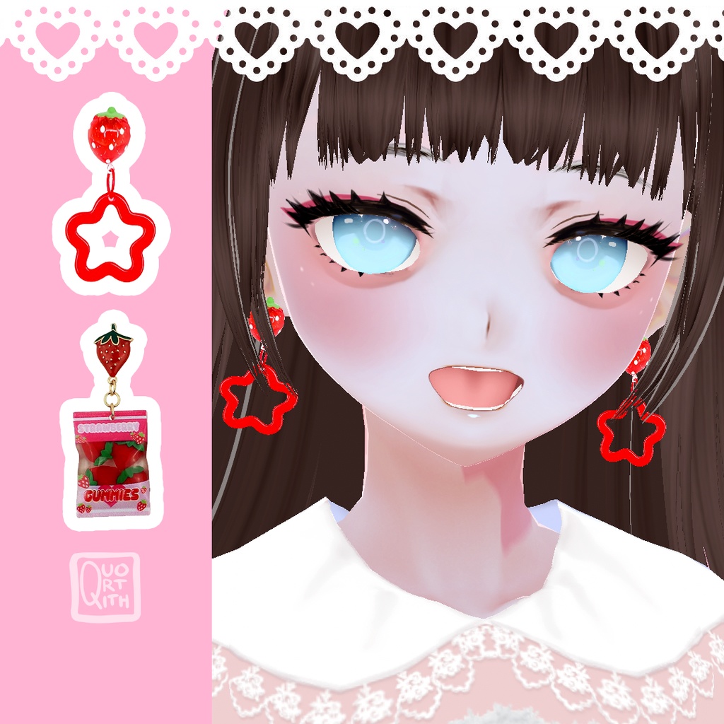[VRoid] Strawberry Earrings Pack