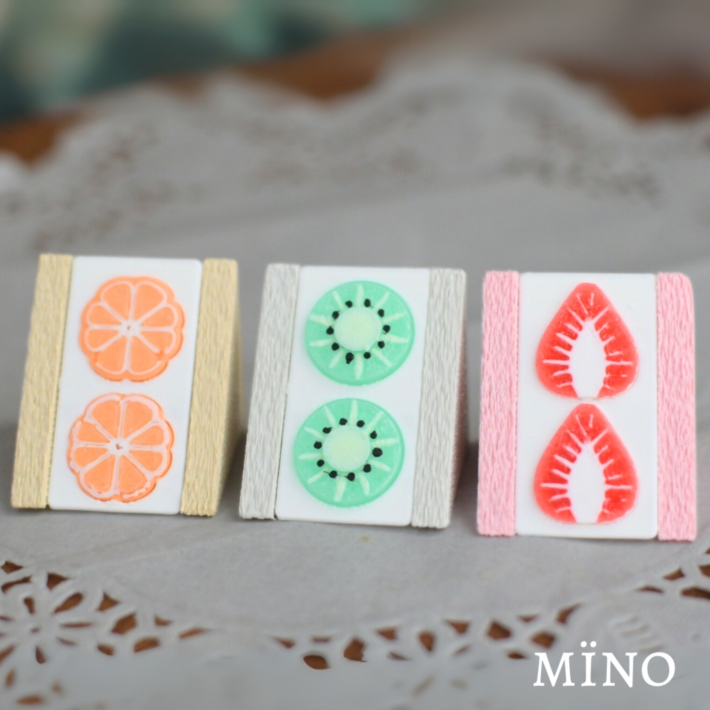 フルーツサンド キーホルダー(いちご・キウイ・みかん)|mïno