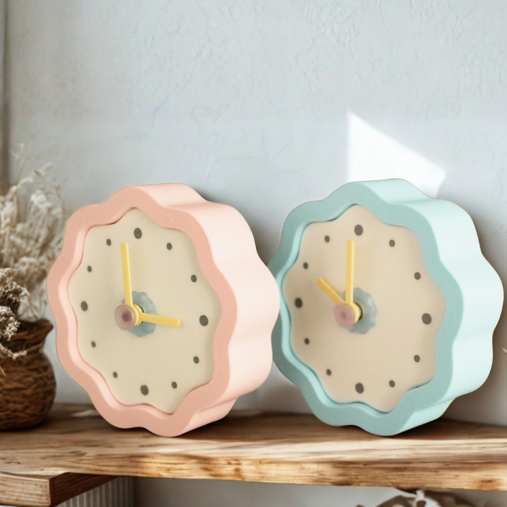Sablé Clock｜サブレみたいな置き時計｜北欧パステル｜