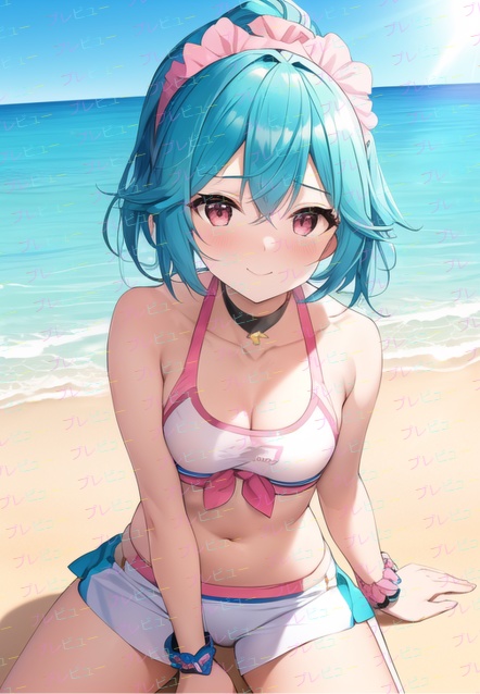 海辺のキュートな笑顔