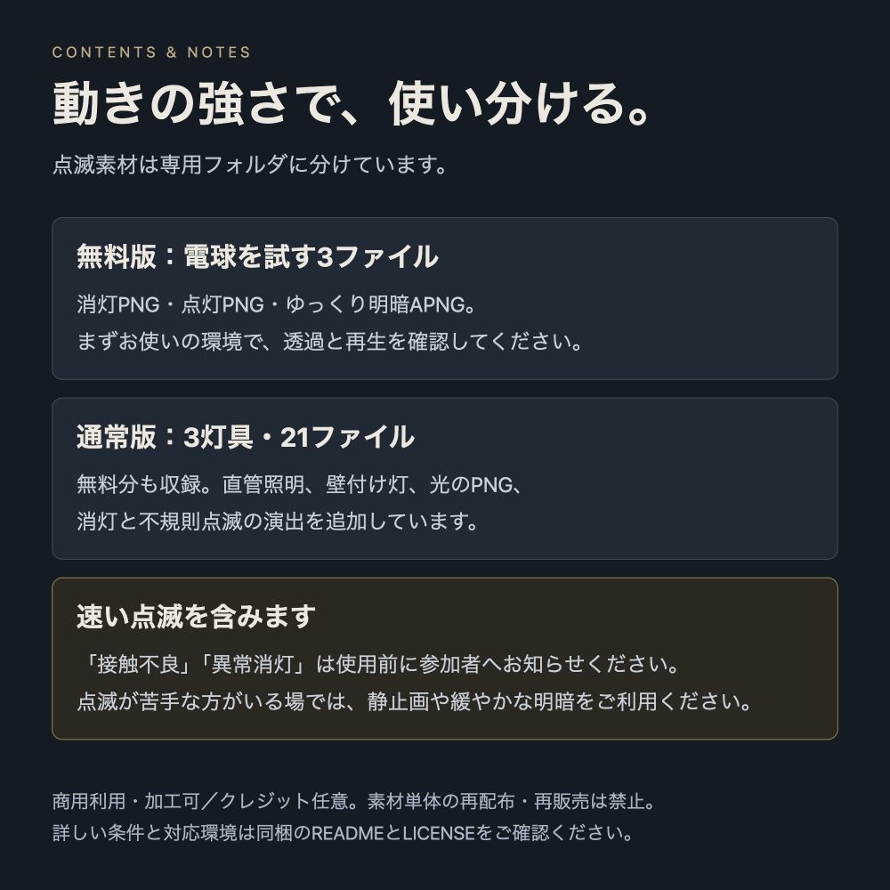 灯りの異変|TRPG・ゲーム用ホラー照明素材【透過PNG/APNG・無料あり】