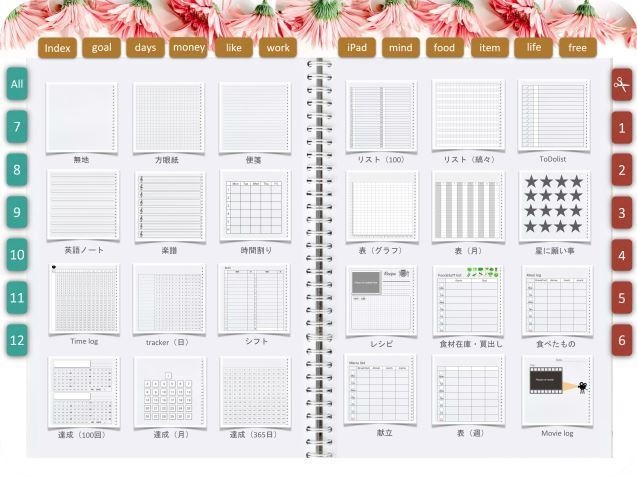 デジプラ│20’07〜21’06│デジタルバレットジャーナルテンプレート(リフィル46種類つき)