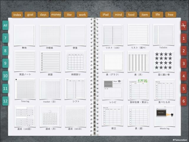 デジプラ│20’07〜21’06│デジタルバレットジャーナルテンプレート(リフィル46種類つき)