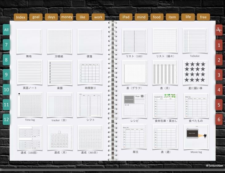 デジプラ│20’07〜21’06│デジタルバレットジャーナルテンプレート(リフィル46種類つき)