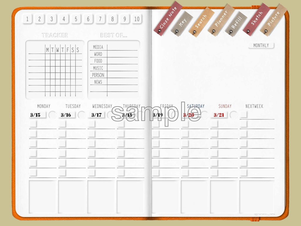 デジプラ│21’03〜22’03│4月始まり│BUJO・テジタルプランナー・バレットジャーナルipadで使えるテンプレート【ステッカー付】