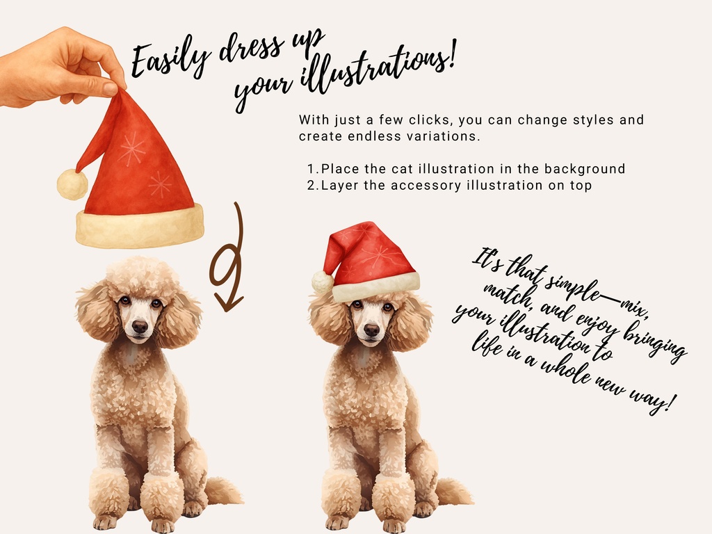 200点セット|水彩犬クリップアート PNG|160匹の犬+ハロウィン&クリスマス イラスト各20点|カード・ステッカー・DIY用 デジタルイラスト 素材