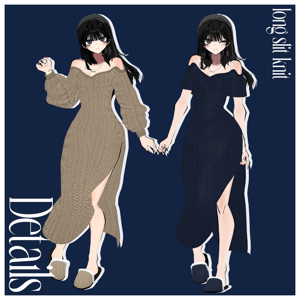 【5アバター対応】long slit knit #lighthouseVR