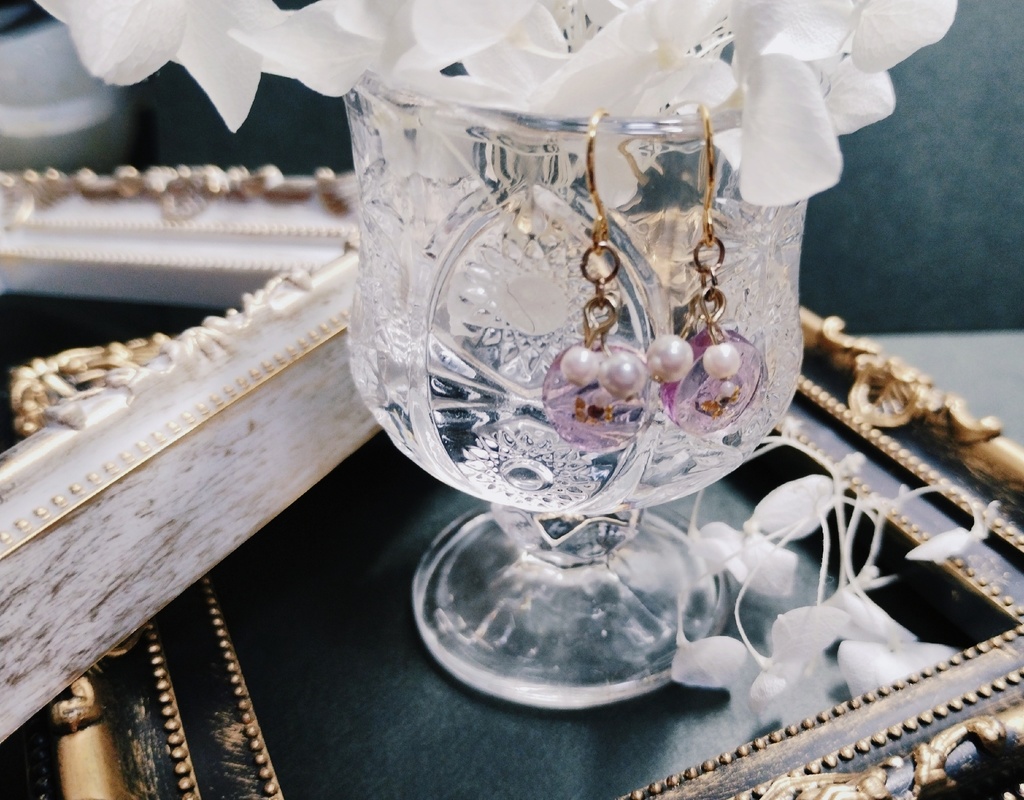 〇　推し色「花と羽」　ピアス・イヤリング