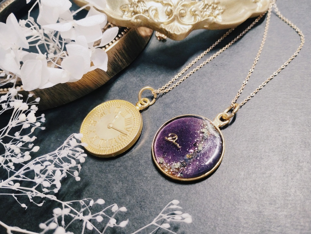 懐中時計ネックレス：推し色「アメジスト」