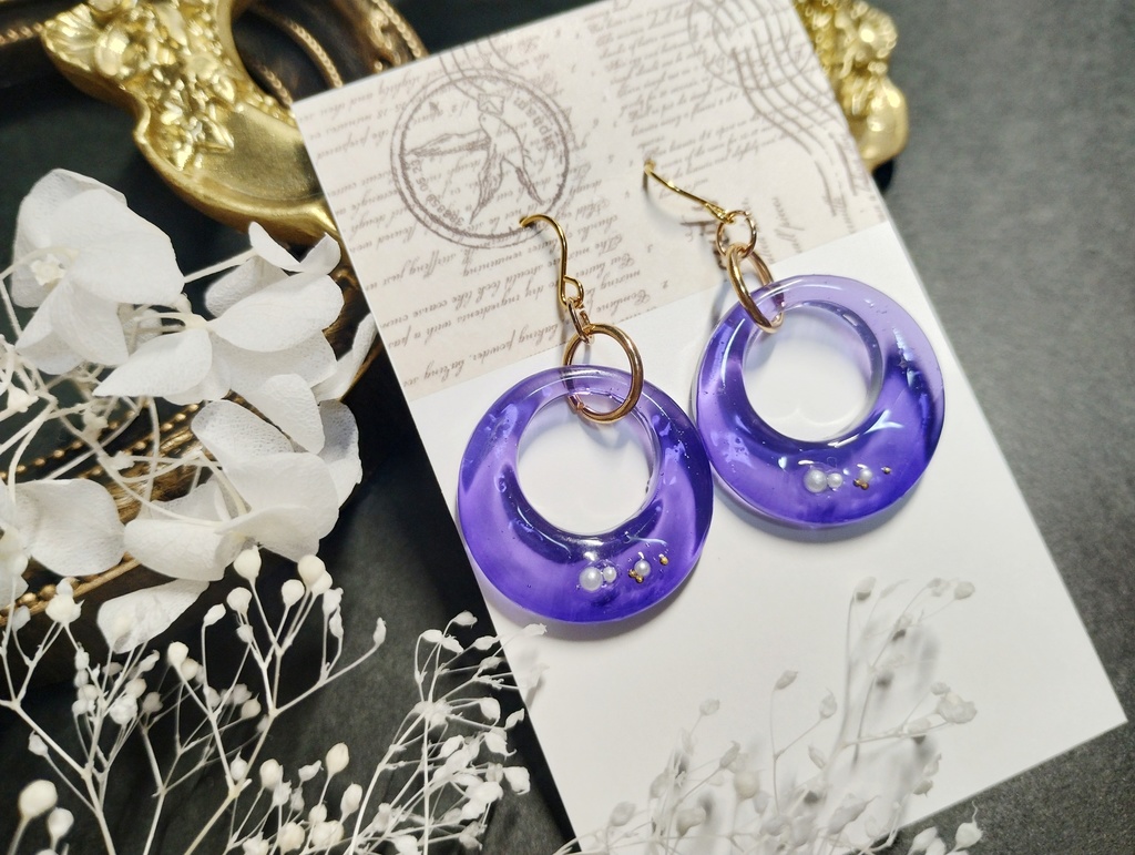 月夜の耳飾り　推し色「アメジスト」