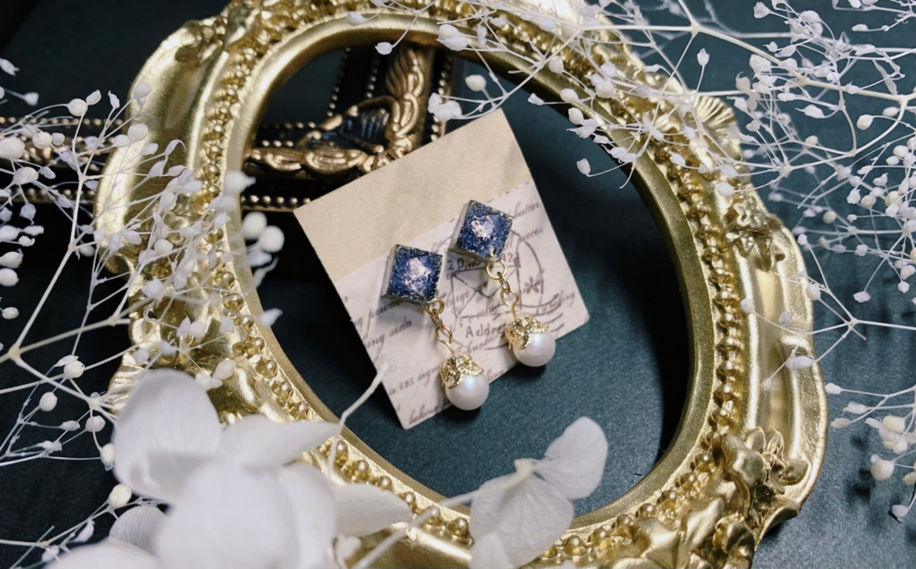 ダイヤ　推し色「夜色」ピアス・イヤリング